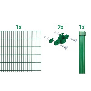 Metallzaun Anbau-Set Einstabmatte Grün z. Einbetonieren 100 cm x 200 cm