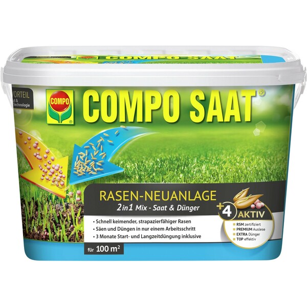 Bild 1 von Compo Saat Rasen-Neuanlage-Mix Rasen und Dünger 100 m² 2,2 kg