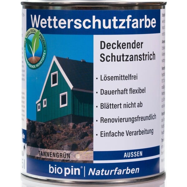 Bild 1 von Biopin Wetterschutzfarbe Tannengrün  750 ml