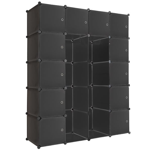 Bild 1 von Steckregal 12 Boxen mit Türen inkl. Kleiderstangen schwarz