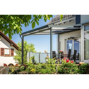 Terrassenüberdachung Premium (BxT) 309 cm x 306 cm Anthrazit Polycarbonat Streif