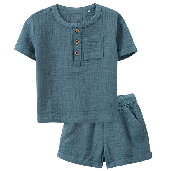 Bild 1 von Baby T-Shirt und Shorts aus Musselin DUNKELBLAU