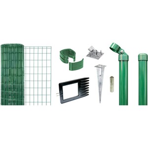 Metallzaun-Set Fix-Clip Pro 153 cm Hoch 25m Länge Grün für Einschlagbodenhülsen