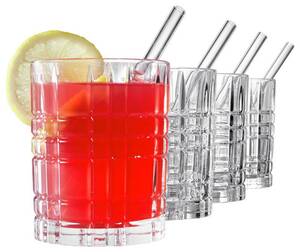 Nachtmann 4er-Set Whisky-Gläser + Glas-Trinkhalme TASTES GOOD
