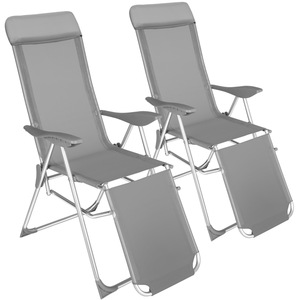 2 Aluminium Gartenstühle mit Kopfteil und Fußteil