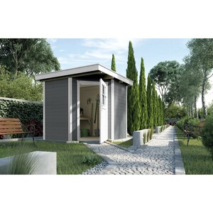 Weka Holz-Gartenhaus Angolo B Grau-Weiß BxT: 239 cm x 235 cm