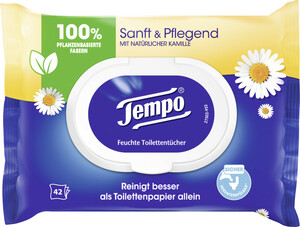 Tempo Sanft & Pflegend Feuchte Toilettentücher Kamille 42 Stück