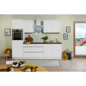 Respekta Küchenzeile ohne E-Geräte 270 cm Grifflos Weiß Matt