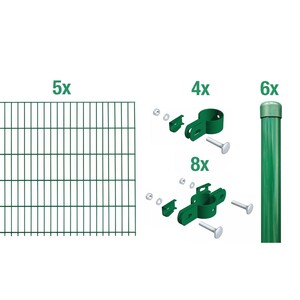 Metallzaun Grund-Set Einstabmatte Grün z. Einbetonieren 100cm  x 1000 cm