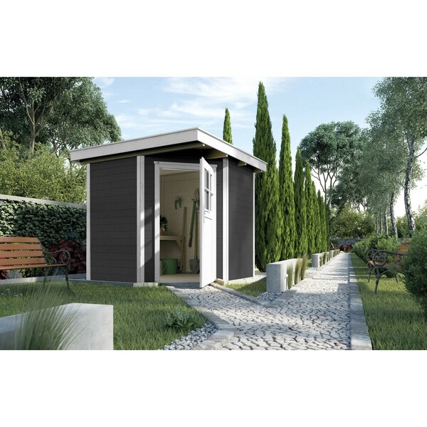 Bild 1 von Weka Holz-Gartenhaus Angolo B Anthrazit-Weiß BxT: 239 cm x 235 cm