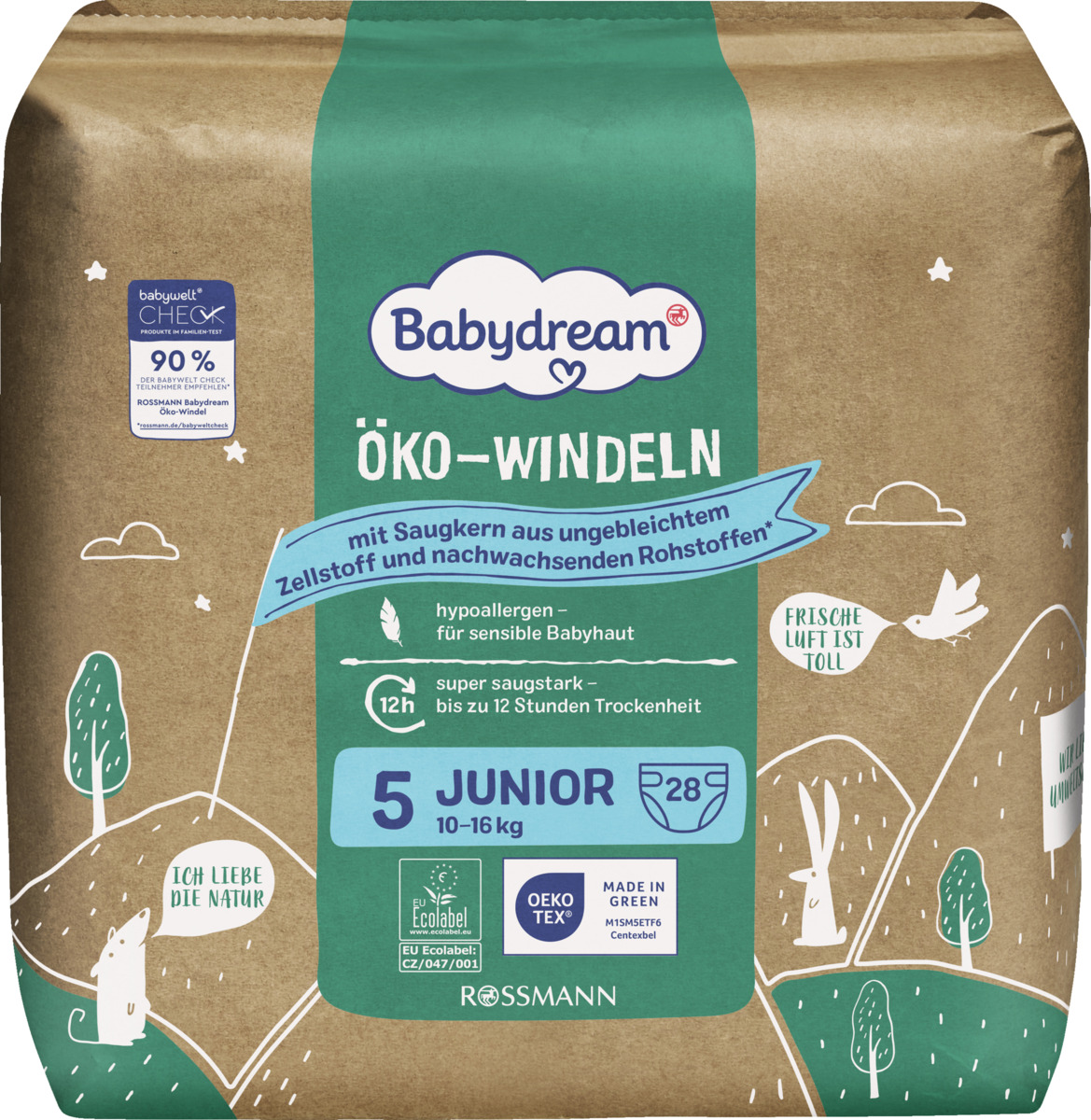 Bild 1 von Babydream Öko-Windel Größe 5 Junior, 10-16 kg