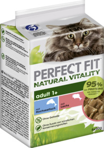 Perfect Fit Katze Natural Vitality Adult 1+ mit Hochseefisch & mit Lachs Multipack