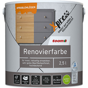 toom Renovierfarbe für Möbel- und Küchenfronten weiß seidenmatt 2,5 l