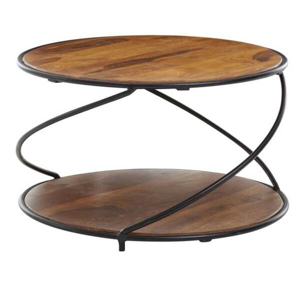 Bild 1 von Couchtisch rund 58 cm Sheesham massiv/schwarz