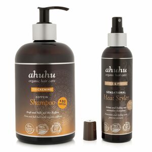 ahuhu organic hair care Thickening Coffein Shampoo 500ml & Heat Styler 200ml