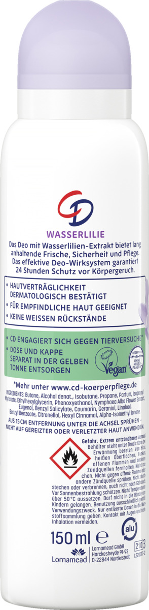 Bild 2 von CD 
            Deo Deospray "Wasserlilie"