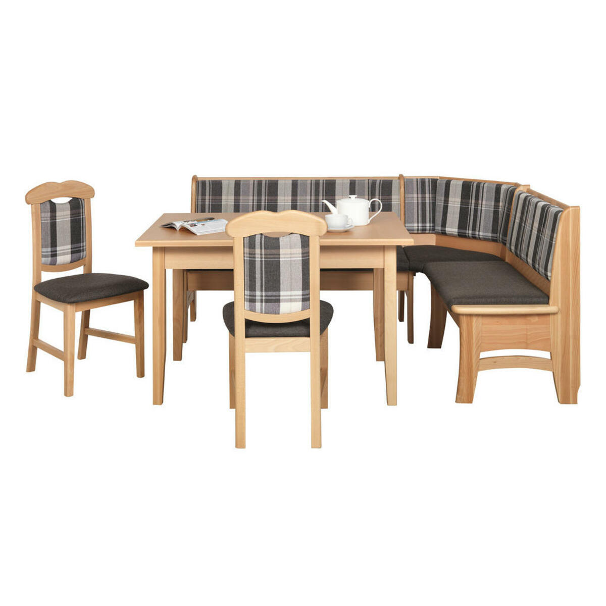 Bild 1 von Cantus Eckbankgruppe webstoff buche furniert teilmassiv braun grau