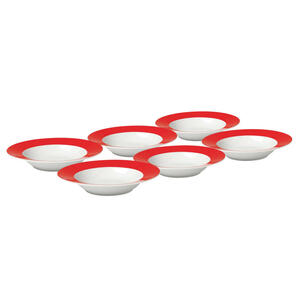 XXXLutz Suppentellerset porzellan 6-teilig  , 1341076 , Rot, Weiß , Keramik , 004343023804