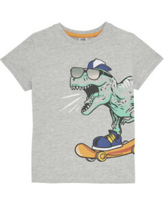 T-Shirt Dino, Kiki & Koko, Rundhalsausschnitt, hellgrau melange