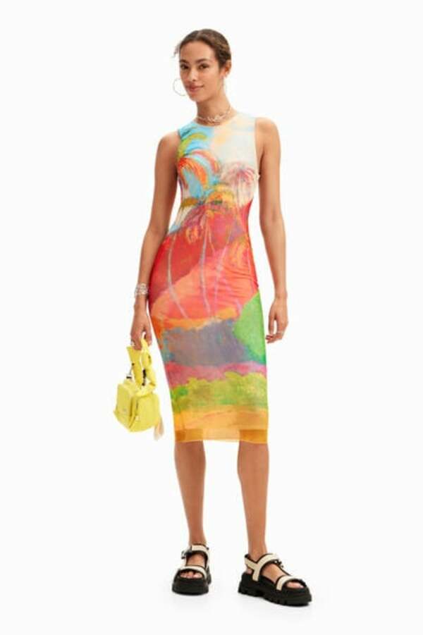 Bild 1 von Midi-Kleid tropisch mehrfarbig