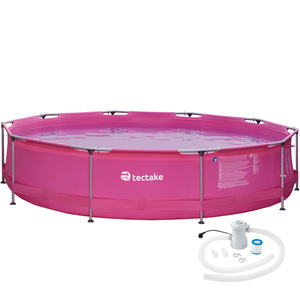 Swimming Pool rund mit Stahlrahmen und Filterpumpe pink Ø 360 x...