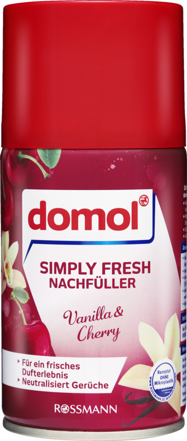 Bild 1 von domol Simply Fresh Nachfüll-Spray Vanilla & Cherry 0.90 EUR/ 100 ml