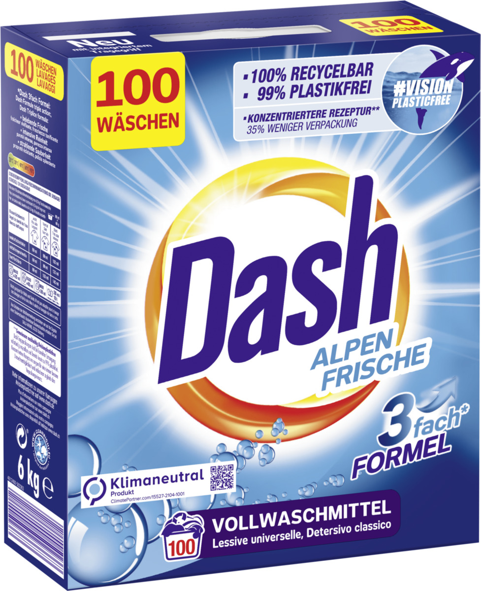 Bild 1 von Dash Alpen Frische Vollwaschmittel Pulver 100 WL