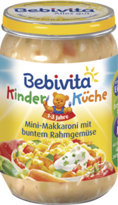 Bebivita Kinder Küche Menü Mini-Makkaroni mit buntem Rahmgemüse