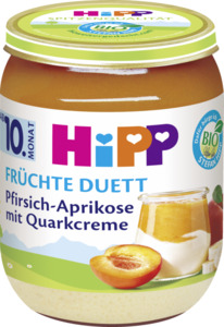 HiPP Bio Früchte-Duett Pfirsich-Aprikose mit Quarkcreme