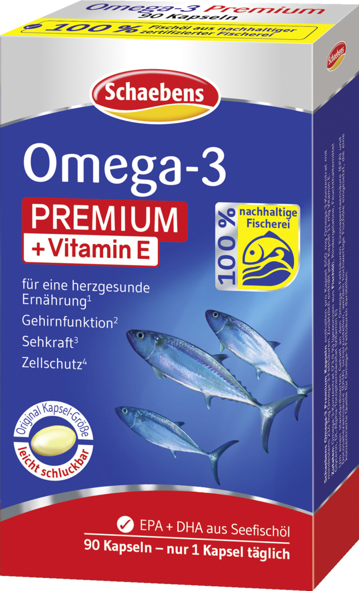 Bild 1 von Schaebens 
            Omega-3 Premium Kapseln aus Lachs- & Fischöl