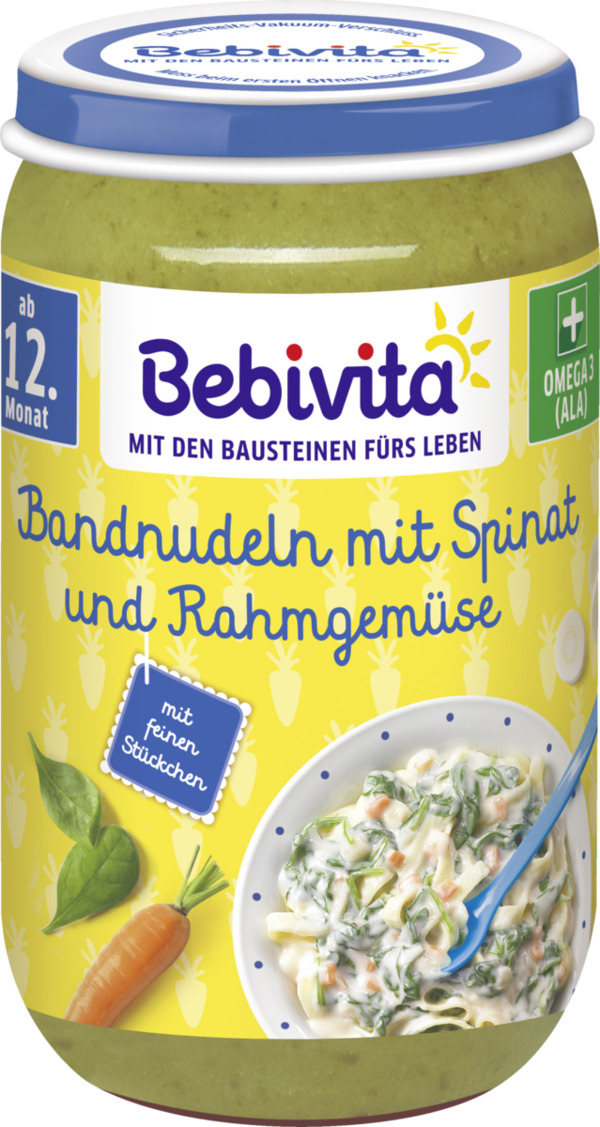 Bild 1 von Bebivita Bio Bandnudeln mit Spinat und Rahmgemüse