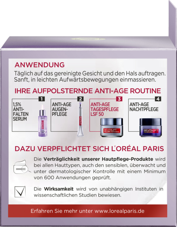 Bild 3 von L’Oréal Paris Revitalift Filler [+Hyaluronsäure] Intensiv Aufpolsternde Anti-Age Tagespflege mit LSF 50