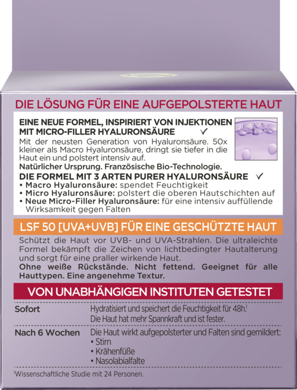 Bild 4 von L’Oréal Paris Revitalift Filler [+Hyaluronsäure] Intensiv Aufpolsternde Anti-Age Tagespflege mit LSF 50