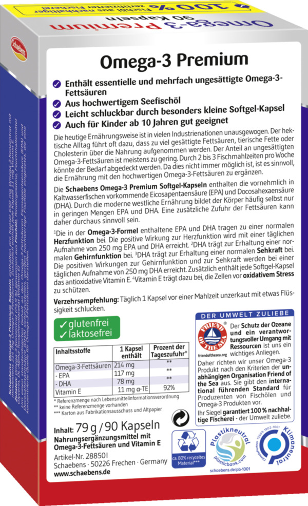 Bild 4 von Schaebens 
            Omega-3 Premium Kapseln aus Lachs- & Fischöl