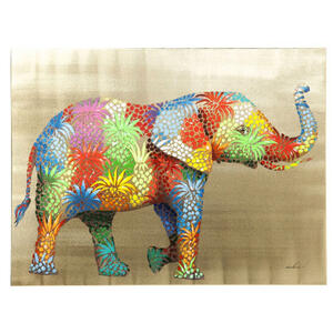 Kare-Design Bild tiere  Flower Elefant  Mehrfarbig