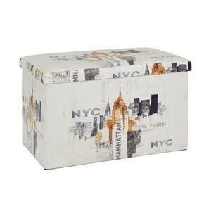 Carryhome Truhe textil  , Manhattan , Multicolor, Weiß , 65x40x40 cm , Vliesstoff,Nachbildung , faltbar, geeignet zum Sitzen , 001931030401