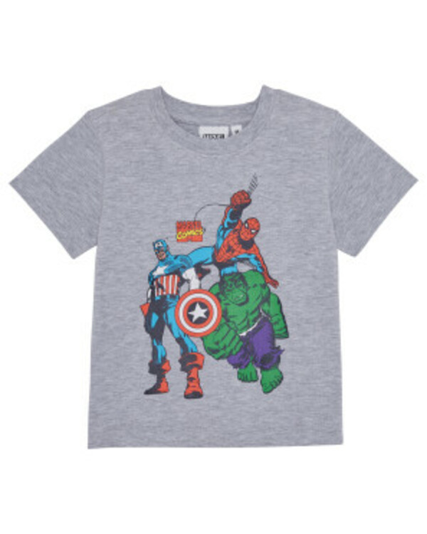 Bild 1 von Marvel T-Shirt, Text-Marke (keine Lizenz), Schulterknöpfe, grau melange