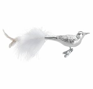 INGE-GLAS® Christbaumschmuck »White Feathers 9,5cm Vogel« (1-tlg), mundgeblasen, handbemalt