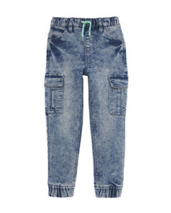 Jeans mit starken Waschungseffekten, Kiki & Koko, elastischer Bund, Jeansblau