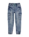 Bild 1 von Jeans mit starken Waschungseffekten, Kiki & Koko, elastischer Bund, Jeansblau