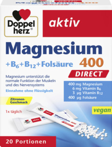 Doppelherz 
            aktiv Magnesium 400 Direct + B6 + B12 + Folsäure