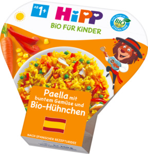 HiPP Bio Paella mit buntem Gemüse und Bio-Hühnchen