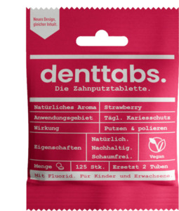 DENTTABS Kids Strawberry Zahnputztabletten - mit Fluorid ab 3 Jahre