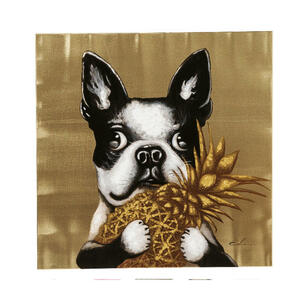 Kare-Design Bild tiere  DOG With Pineapple  Schwarz