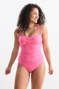 C&A Badeanzug mit Raffungen-wattiert-LYCRA® XTRA LIFE™, Pink, Größe: 38