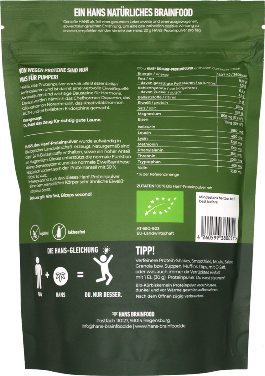 Bild 2 von HANS Brainfood Bio Hanfprotein