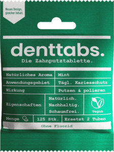 DENTTABS Zahnputz-Tabletten ohne Fluorid