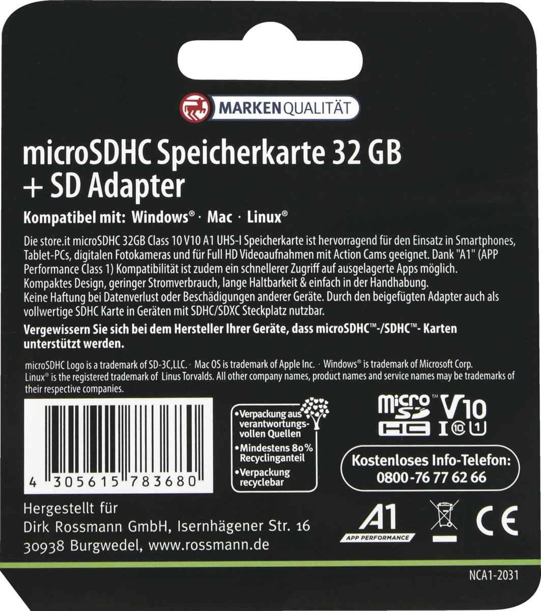 Bild 2 von store.it STORE.IT microSDHC-Card 32 GB + Adapter