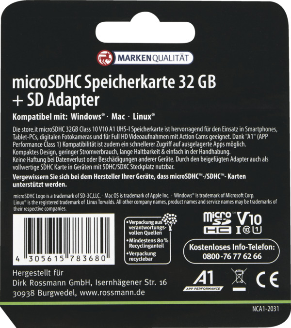 Bild 2 von store.it STORE.IT microSDHC-Card 32 GB + Adapter