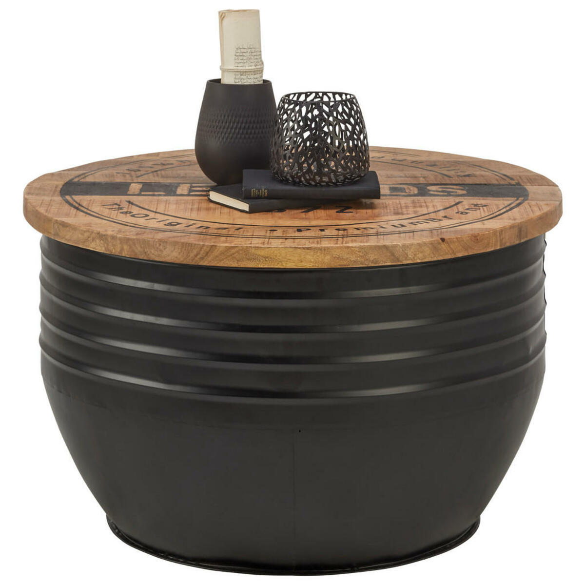 Bild 1 von Ambia Home Couchtisch mangoholz massiv rund naturfarben schwarz  LEA   -Ambia Home-